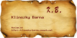 Klinszky Barna névjegykártya