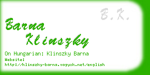 barna klinszky business card